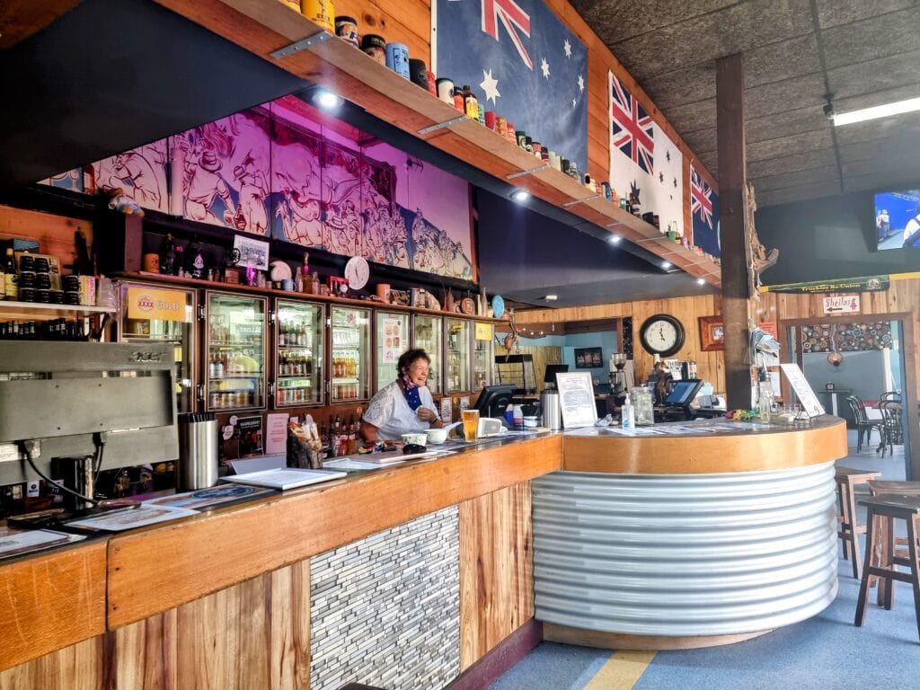a photo of the smiling barmaid at the Australia Hotel Winton