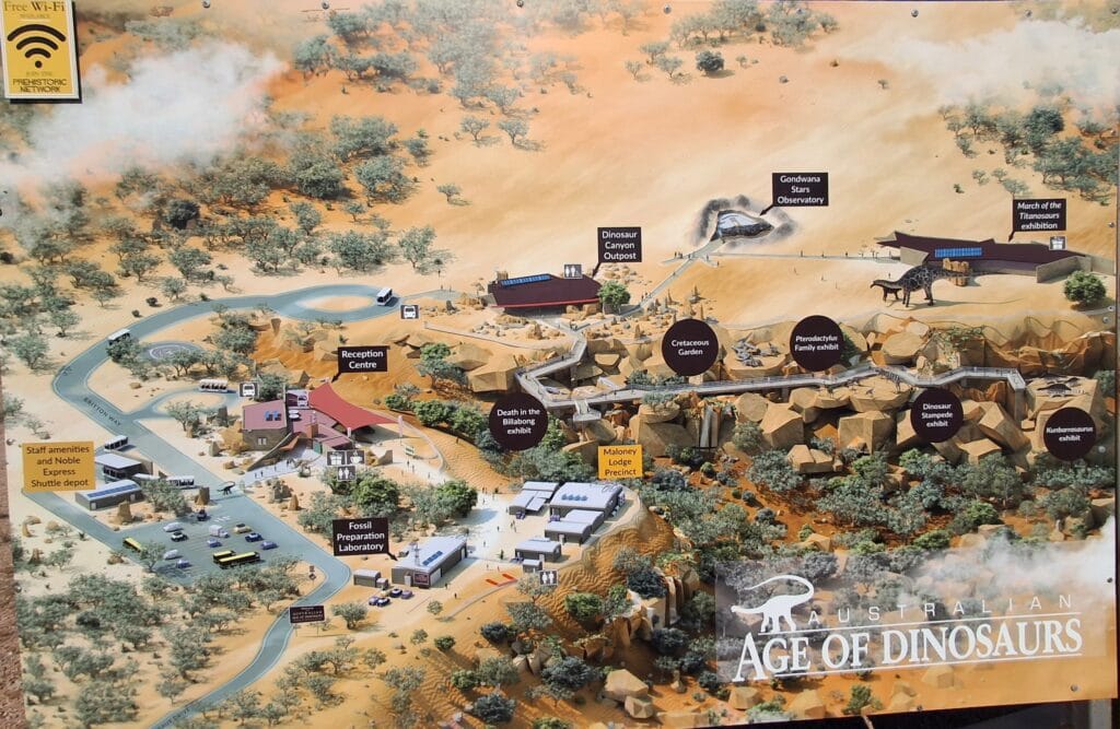 A mapp of the age of the dinosaurs. a major toyrist attraction for Winton. 